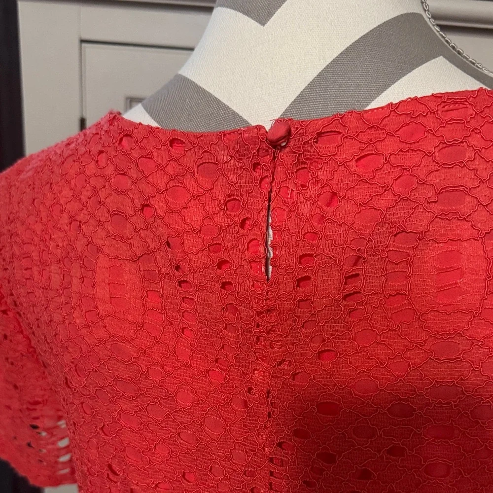 J. Crew Orange Lace Short Sleeve Dress Size 8